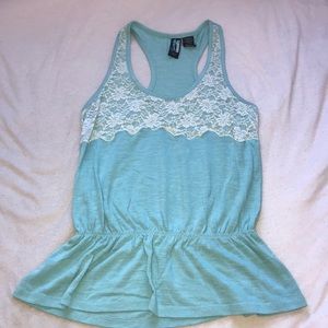 lacey teal tank top
